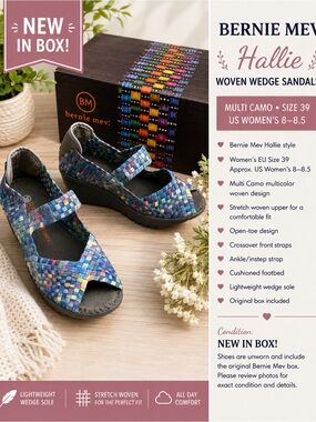 bernie mev. Multicolor Woven Crossover Wedge Sandals